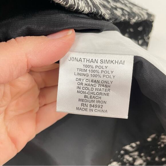 Jonathan Simkhai Black & White Textured Patchwork Style Fit & Flare Mini Dress 6 - Picture 10 of 11